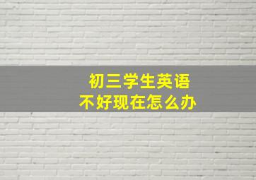 初三学生英语不好现在怎么办