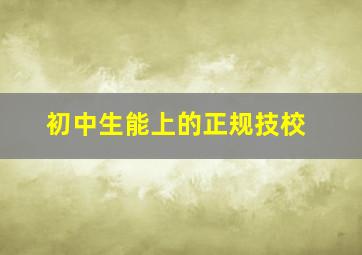 初中生能上的正规技校