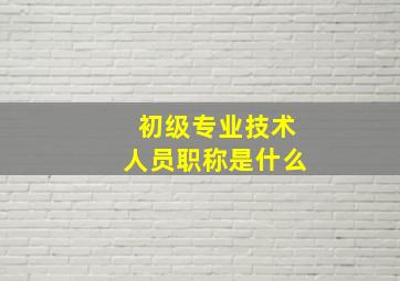 初级专业技术人员职称是什么