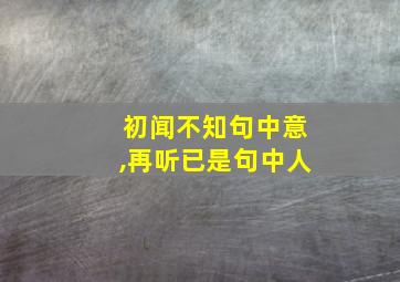 初闻不知句中意,再听已是句中人