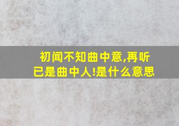 初闻不知曲中意,再听已是曲中人!是什么意思