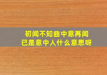 初闻不知曲中意再闻已是意中人什么意思呀