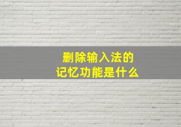 删除输入法的记忆功能是什么