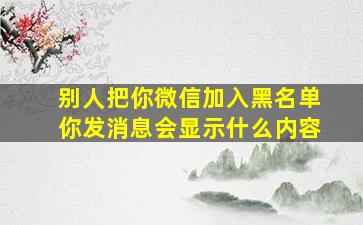 别人把你微信加入黑名单你发消息会显示什么内容