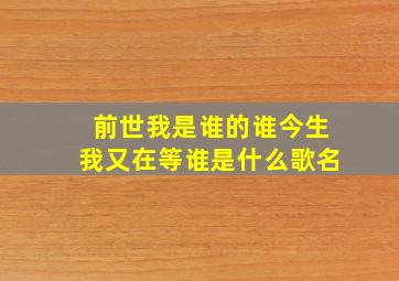 前世我是谁的谁今生我又在等谁是什么歌名