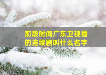 前段时间广东卫视播的连续剧叫什么名字