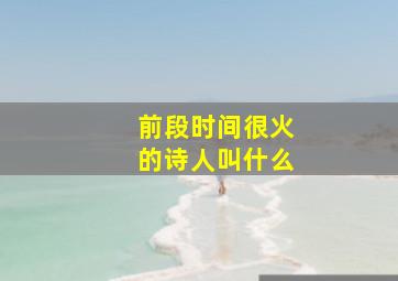 前段时间很火的诗人叫什么