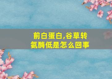 前白蛋白,谷草转氨酶低是怎么回事