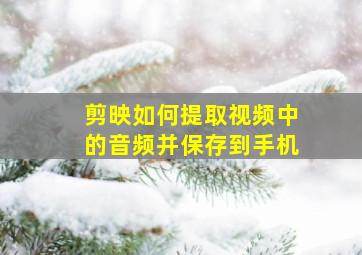 剪映如何提取视频中的音频并保存到手机