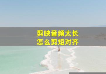 剪映音频太长怎么剪短对齐