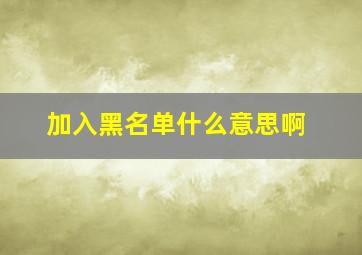 加入黑名单什么意思啊