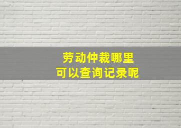 劳动仲裁哪里可以查询记录呢