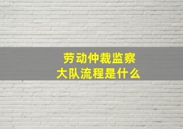 劳动仲裁监察大队流程是什么