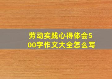 劳动实践心得体会500字作文大全怎么写