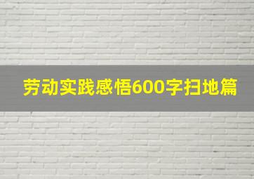 劳动实践感悟600字扫地篇