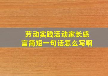 劳动实践活动家长感言简短一句话怎么写啊