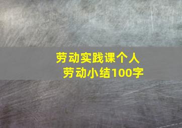 劳动实践课个人劳动小结100字