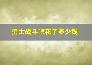 勇士战斗吧花了多少钱