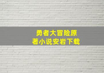 勇者大冒险原著小说安岩下载