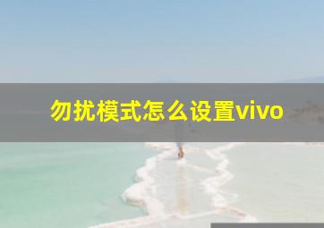 勿扰模式怎么设置vivo