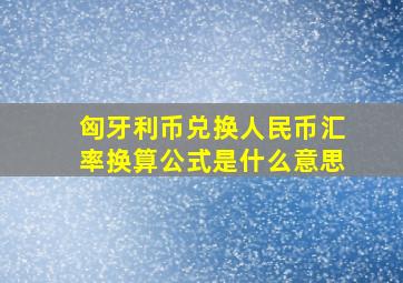 匈牙利币兑换人民币汇率换算公式是什么意思