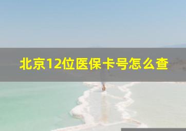 北京12位医保卡号怎么查