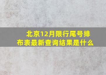 北京12月限行尾号排布表最新查询结果是什么