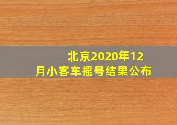 北京2020年12月小客车摇号结果公布