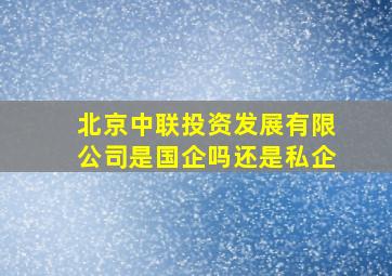 北京中联投资发展有限公司是国企吗还是私企