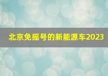 北京免摇号的新能源车2023