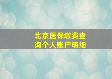 北京医保缴费查询个人账户明细