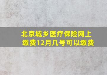 北京城乡医疗保险网上缴费12月几号可以缴费