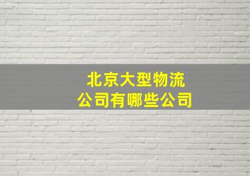 北京大型物流公司有哪些公司