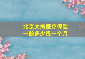 北京大病医疗保险一般多少钱一个月