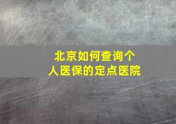 北京如何查询个人医保的定点医院