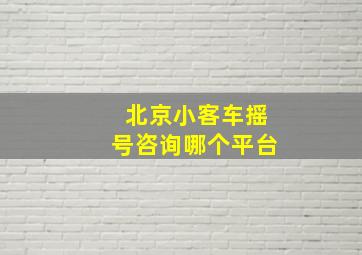 北京小客车摇号咨询哪个平台