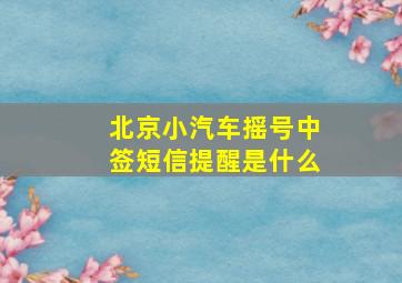 北京小汽车摇号中签短信提醒是什么