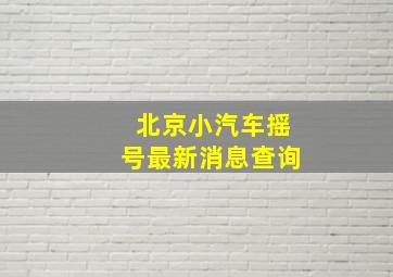 北京小汽车摇号最新消息查询