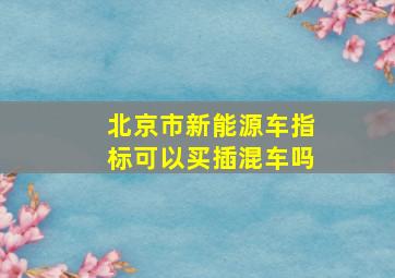 北京市新能源车指标可以买插混车吗