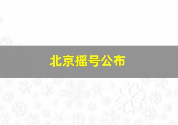 北京摇号公布