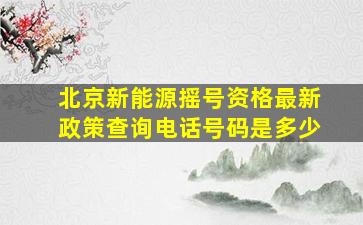 北京新能源摇号资格最新政策查询电话号码是多少