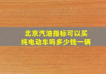 北京汽油指标可以买纯电动车吗多少钱一辆