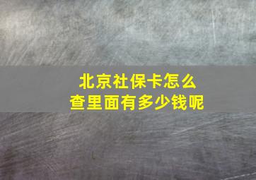 北京社保卡怎么查里面有多少钱呢