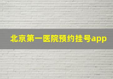 北京第一医院预约挂号app