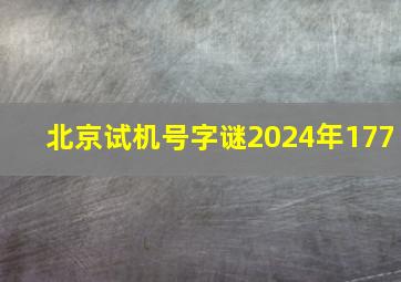 北京试机号字谜2024年177