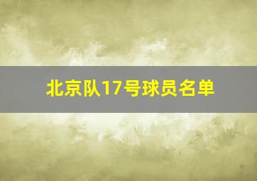 北京队17号球员名单