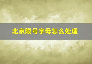 北京限号字母怎么处理