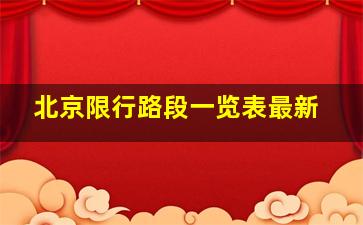 北京限行路段一览表最新