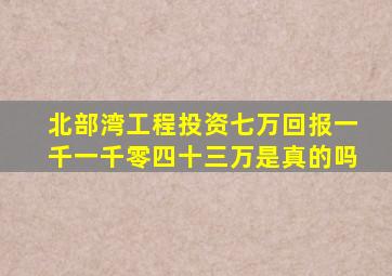 北部湾工程投资七万回报一千一千零四十三万是真的吗