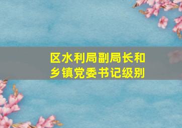 区水利局副局长和乡镇党委书记级别